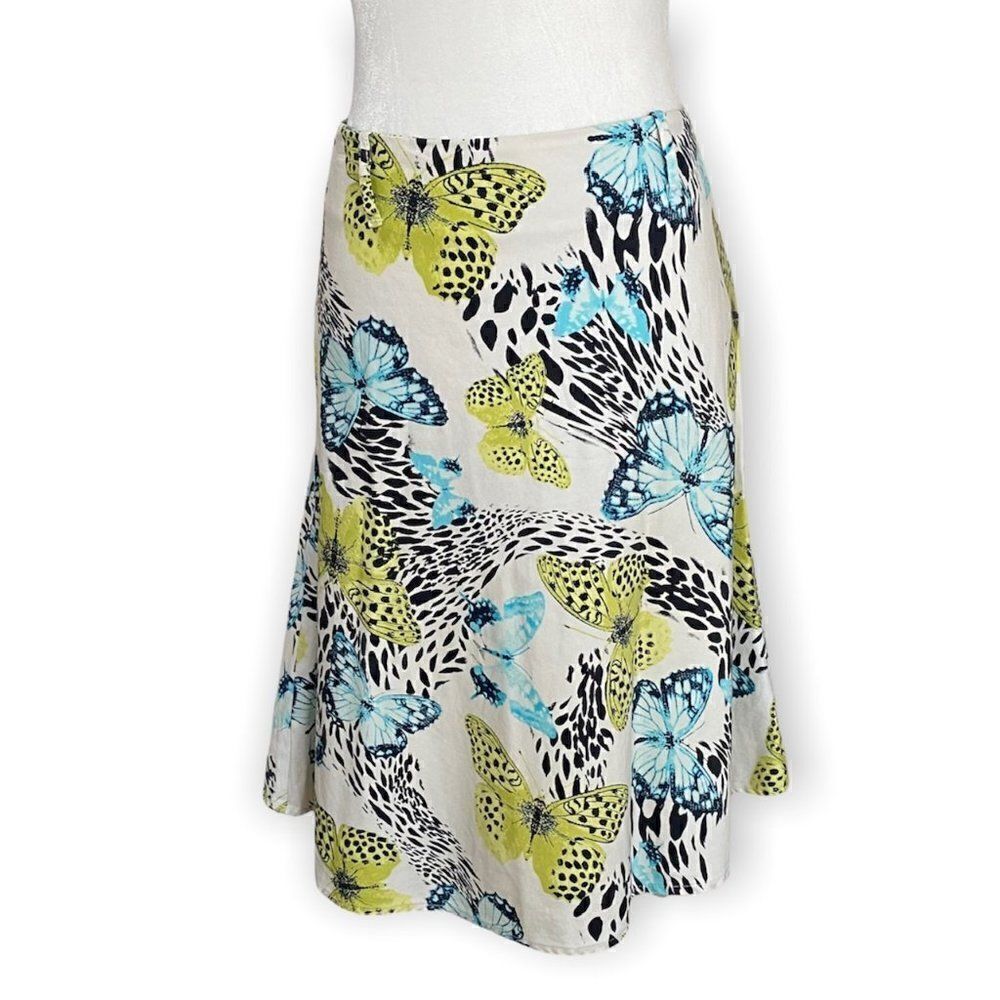 Nicole Max Casual Butterfly Pattern Summer Skirt SZ 10